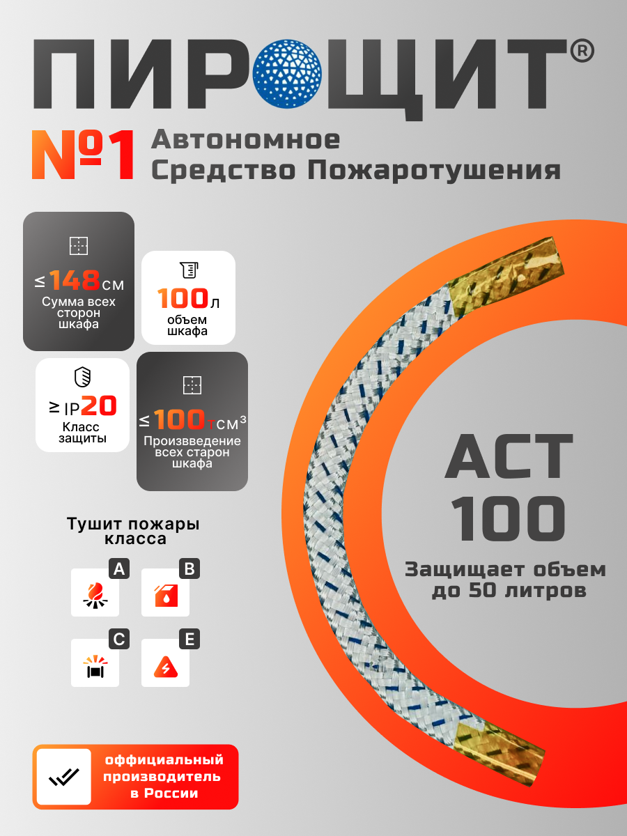 ПироЩит® АСТ 100, Автономное Средство Тушения, технология FIPRON® (ФИПРОН) уже не ПИРОСТИКЕР! Автономно тушит пожар в электрощите объёмом до 100 литров. Предназначен для электрощита, у которого сумма всех сторон ≤ 140 см (Высота + Глубина + Ширина), IP20. — изображение 3